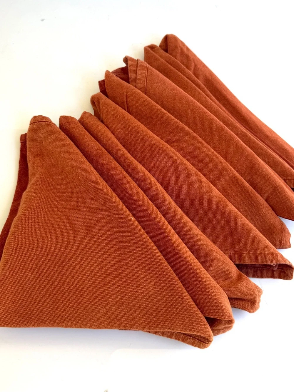 Dual-Shade Orange Cotton Napkins - Rust & Tangerine, Set of 8